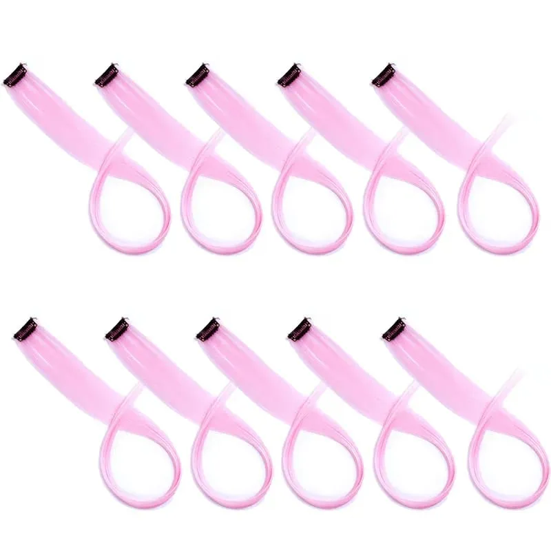 Synthetic 10pcs Colored Hair Synthetic Extensions Colorful Clip in Hair Long Straight Hair for Kids Girls Women — image 13