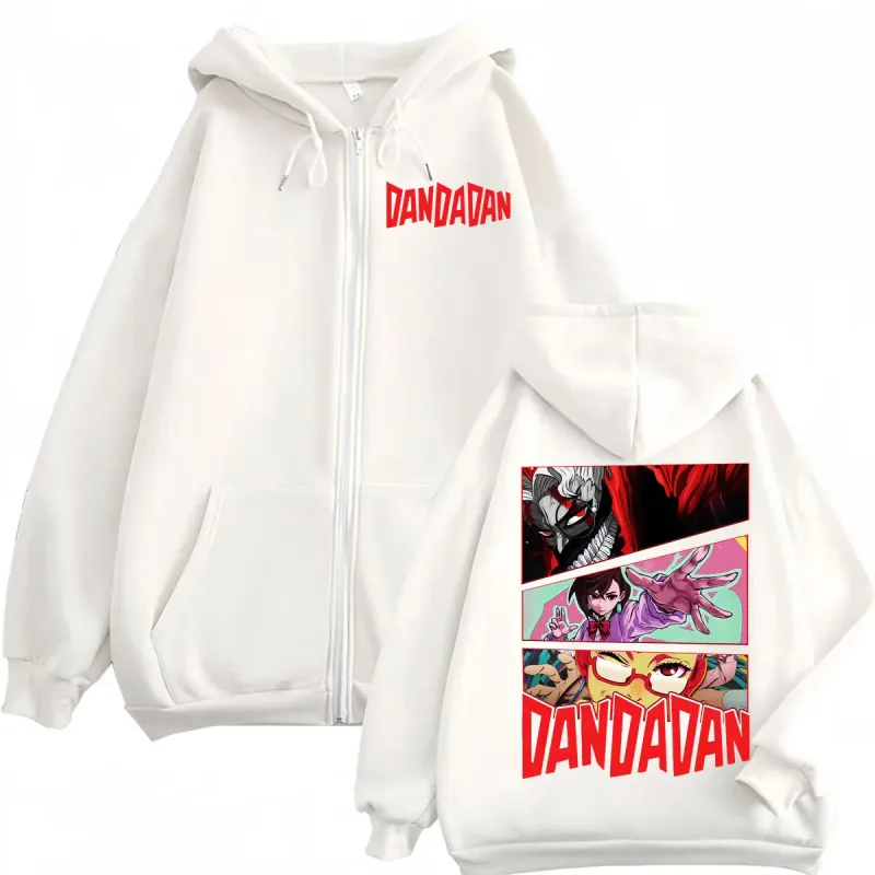 Dandadan Cartoon Graphic Zipper Hoodies Japanese Anime Style Zip Up Hooded Sweatshirts Men Women Fashion Y2k Oversized Pullovers