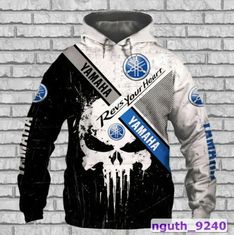 Ang Yamaha men's 3D printed motorcycle hooded pullover shirt na angkop para sa pagsusuot sa kalye at pagsakay sa motorsiklo — image 4