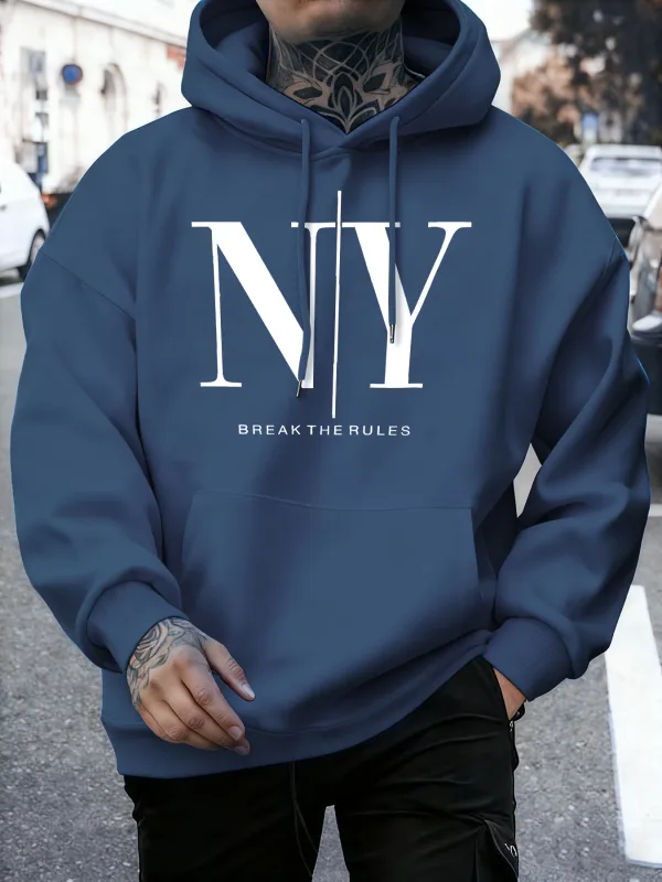 Infrangi le regole Sì No Stampe Felpe in pile autunnali Felpa con cappuccio da jogging morbida da uomo Street Comodi pullover Sport Abbigliamento sportivo allentato — image 2