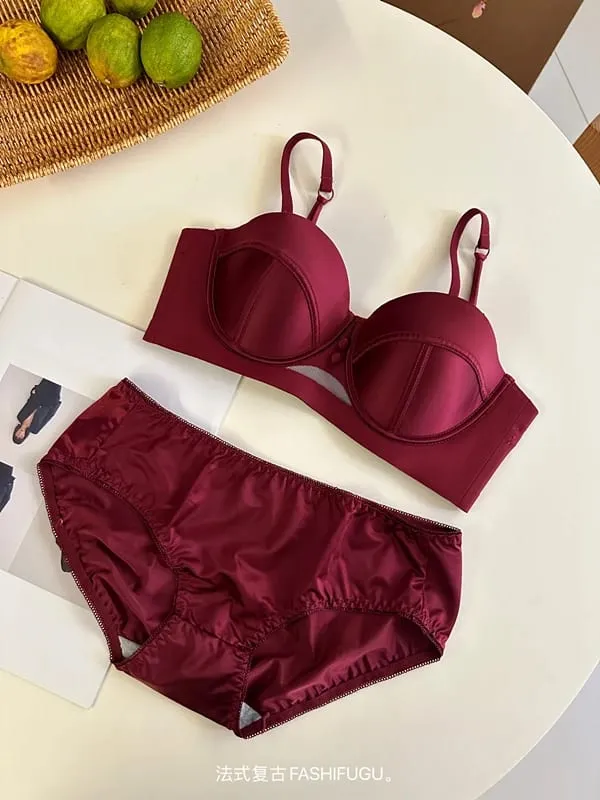 AA Cup Strapless Bra Set Fixed Half Cup Built-in Lift Lingerie Push Up Convertible Underwear Push Up Convertible Underwear — image 11
