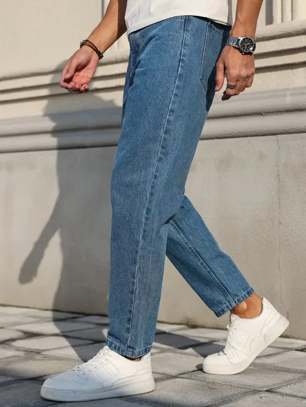 Men's Jeans Are Made of Classic Blue Denim Fabric with a Loose Fit Making Them an Indispensable Versatile Item in the Wardrobe. — image 6