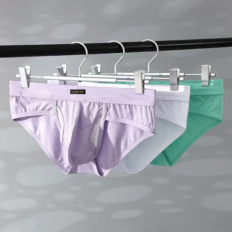 Men's Quick Dry Breathable Polyester Underwear with Bullet Pouch Sexy Trunks Side Opening Comfortable Briefs — image 8