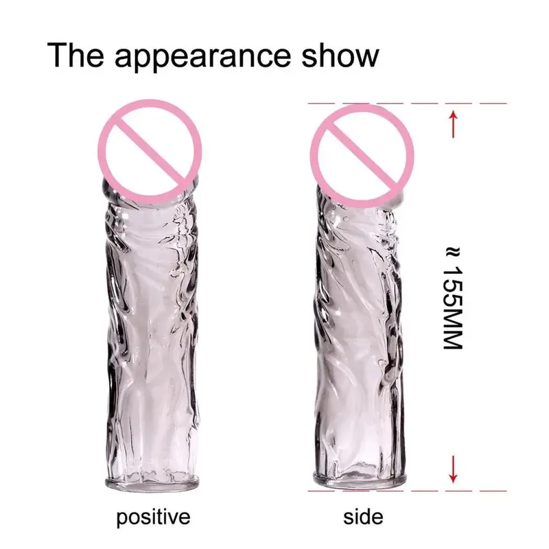 Delay Spray Clit Penis Extensions Condom Sleeve Male Enlargement Massager Cock Ring Cover Adult Sex Toys Penis Cock Ring — image 1