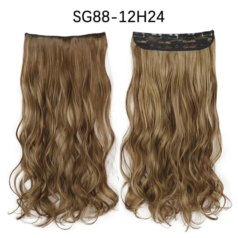 Azqueen Long Synthetic Water Wavy Clips Extension Hairpiece on 5 Clip-in Hair Ombre Brown Tail Blonde Fack Hair — image 16