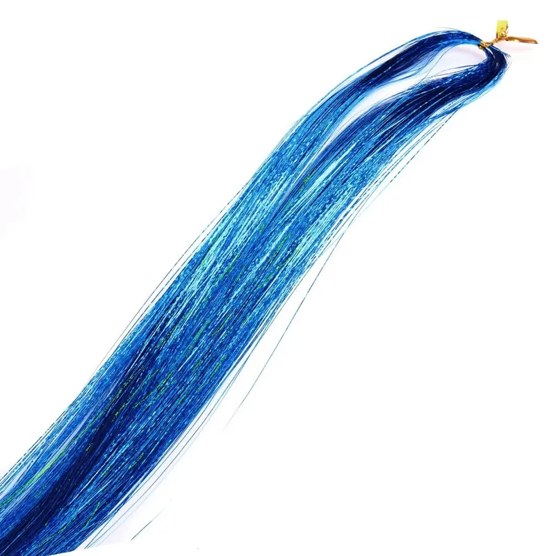 110cm Colorful Shiny Threads Glitter Hair Tinsel Kit Gold Purple Blue Silk Hair Glitter String Extensions Accessories for Women — image 14