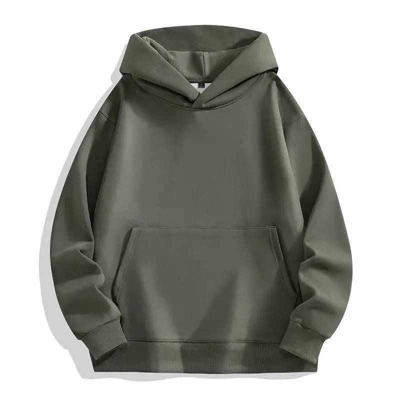 480GSM Winter Men's 100% Cotton Oversized Hoodies No String Casual Streetwear Sporty Hooded Sweatshirts Heavy Fleece Pullovers — image 9