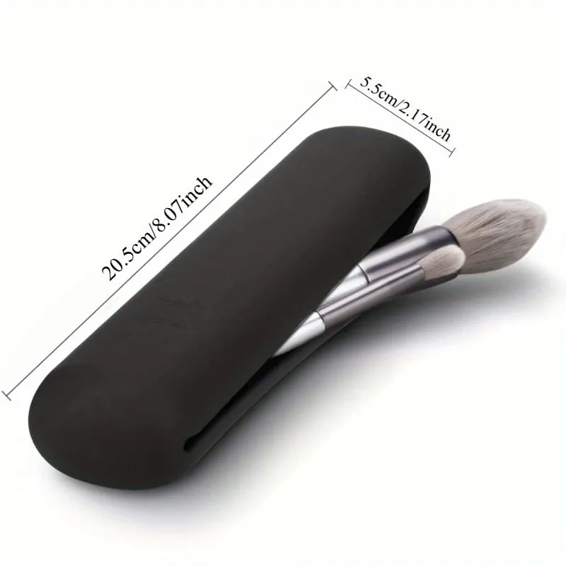 Travel Makeup Brush Holder Silicon Trendy And Portable Cosmetic Face Brushes Holder Soft And Sleek Makeup Tools Organizer — image 2