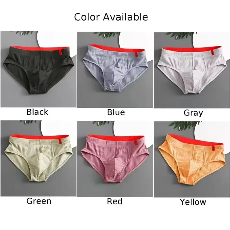 1/3 pièces hommes slips taille moyenne élastique doux respirant Anti-septique U convexe rayé couleur unie décontracté hommes caleçons sous-vêtements hommes — image 6