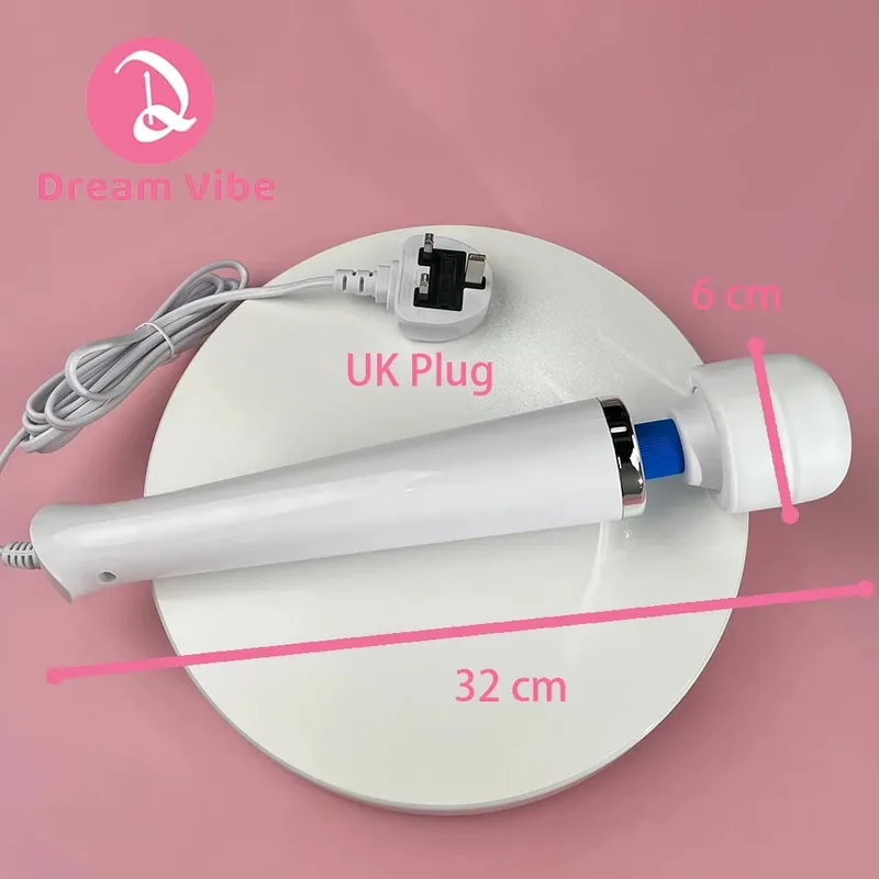 Cabled Mega Wand UK Plug Wand Massager with Wire Super Powerful 10 Vibrations Pleasure Women Sex Sports Recovery Muscle Aches