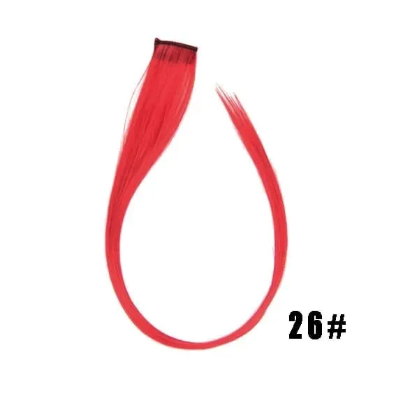 Synthetische Clip-in-Haarverlängerungen, 55,9 cm lang, bunte, glatte Haarteile, synthetische Haarteile für die tägliche Festival-Party