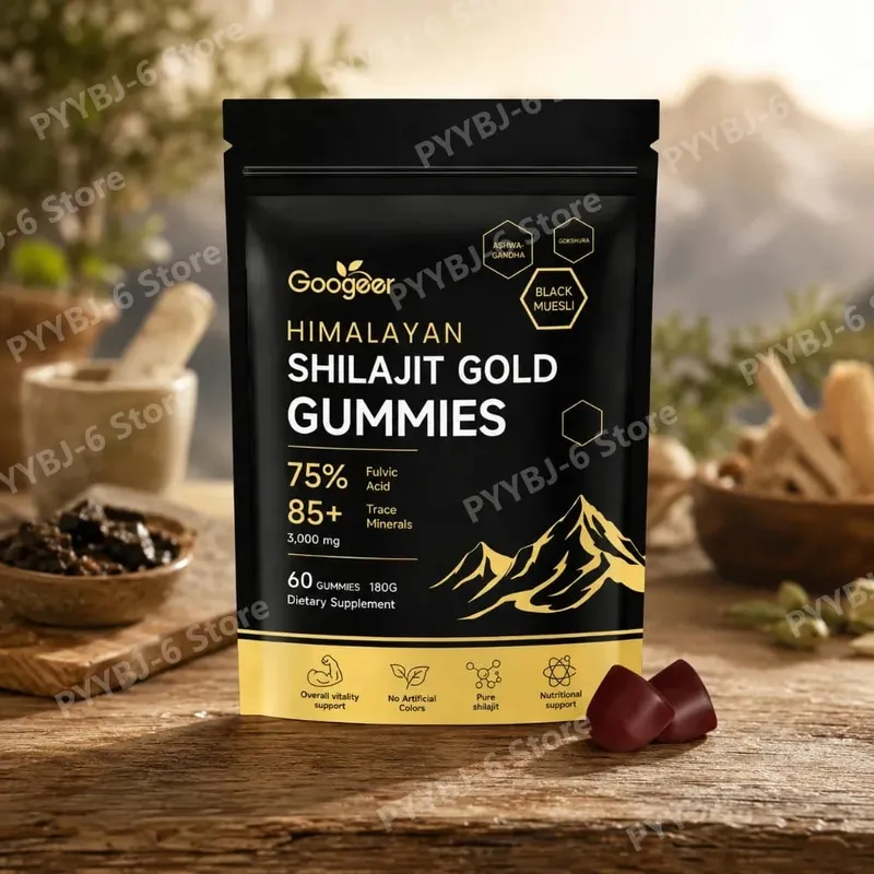 Himalayan Shilajit Gold 60 Gummies Minerals Formula תומכת בחיזוק אנרגיה וחיוניות הגוף תוסף תזונה טבעי — image 1