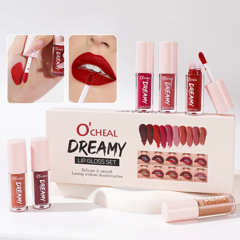 10 Colors/Set Dreamy Matte Lip Gloss Velvet Liquid Lipstick Non-stick Cup Long Lasting Lip Tint Women Lip Makeup Gift Set — image 1