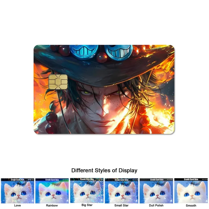 Animation One Piece Luffy Portgus D. Ace 2.5D HD Matte PVC Sticker Film Tape Skin for Credit Card Debit Card Waterproof Sticke