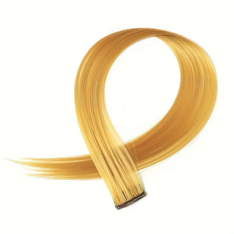 Clip in Hair Extensions 22 Inch Colored Hair Extensions Party Highlights Long Straight Synthetic Hairpieces for Women Kids Girl — image 24