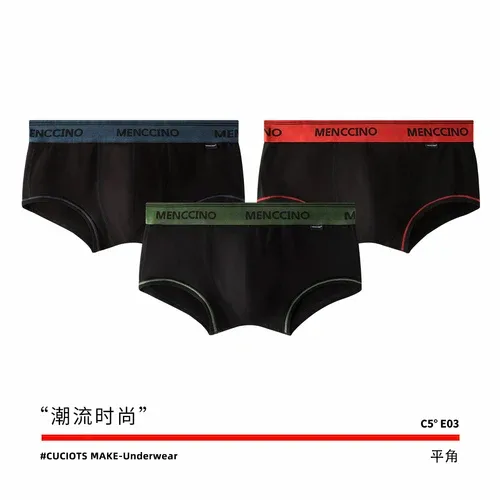 3pcs/lot cotton men's boxers solid color underwear men's low waisted breathable young — image 14
