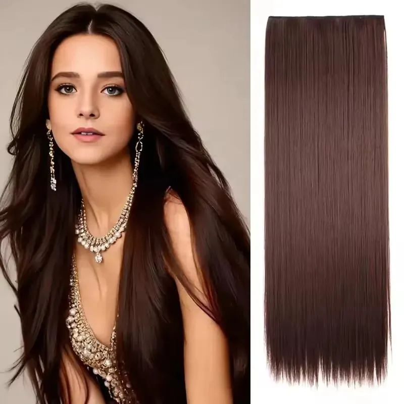 Extensión de cabello sintético para mujer, hilo Invisible, sintético, Natural, falso, largo, liso, Rubio, 32 pulgadas — image 10