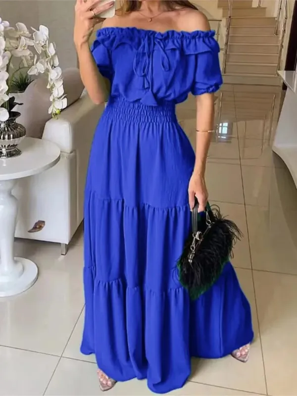 Summer New Arrival Color Solid Boho Dress Women Fashion Elegant Beach Party Club Dress Casual Maxi Dresses For Woman Clothing — image 1