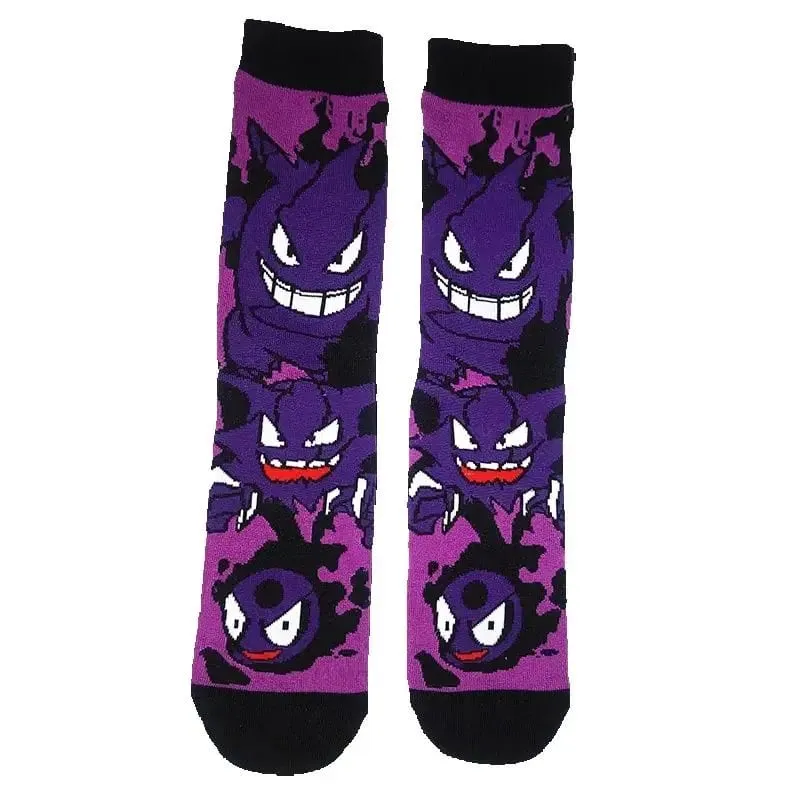 Pokemon Men's Fashion Trend Long Socks Cartoon Anime Figure Pikachu Eevee Gengar Unisex Athletic Harajuku Socks