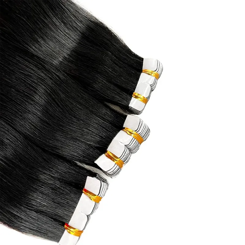 Straight Mini Tape In Human Hair Extensions 16-26 Inches 100% Natural Real Invisible Adhesive Tape Ins For Women