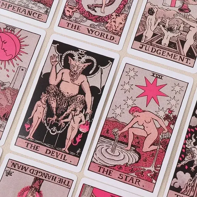 Juego de cartas de Tarot Pink Rider Waite para principiantes, juego de adivinación de profecía, tablero de fiesta familiar, cartas del destino, juego de adivinación — image 3