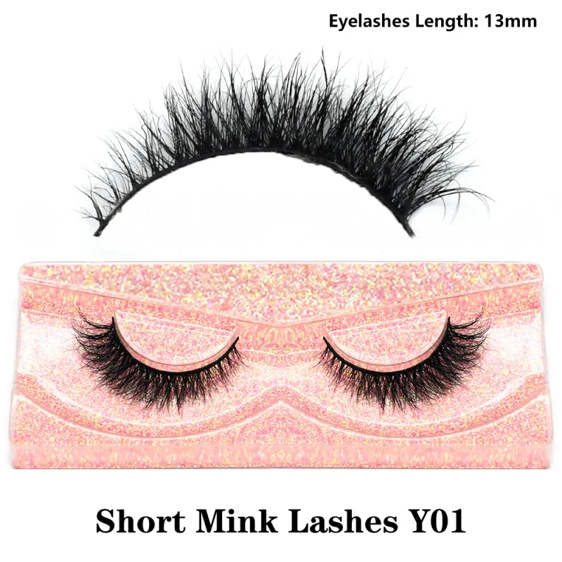 Demi-cils naturels 3D en vison, courts, duveteux, vaporeux, bande croisée, doux, Extension, maquillage — image 8
