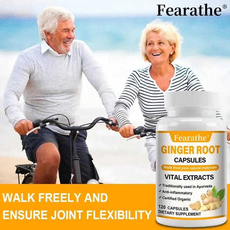 Organic Ginger Root Capsules 1200mg - na may Black Pepper Extract Para sa Joint Health Anti-Inflammation Muscle Immune Health — image 3