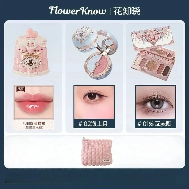 Flower Knows Makeup Set Gift Box Butterfly Cloud Shoulder Cosmetics Lipstick Lip Blush Eyeshadow Makeup Bag
