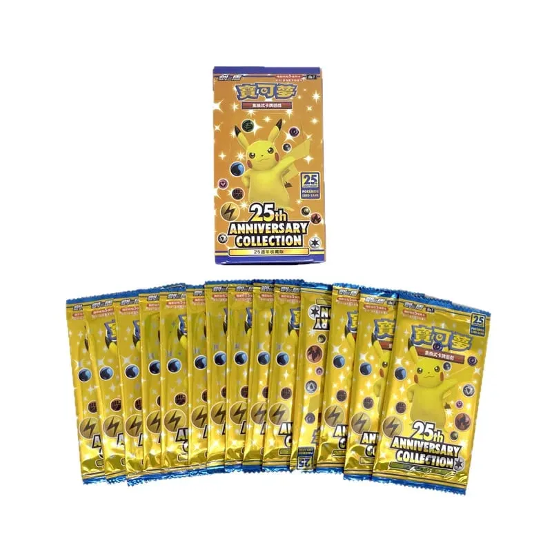 Nová sběratelská karetní hra Pokemon k 25. výročí Hračka Sběratelské lesklé karty Tradiční čínská edice pro sběratele
