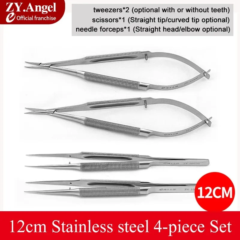 Ophthalmic Microsurgery Instruments Scissors Needle Holders Tweezers Stainless Steel 4/6/8 Piece Set Of Ophthalmic Surgical Tool