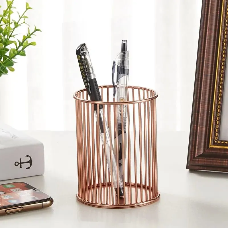 Cosmetics Makeup Brushes Storage Box Cylindrical Case Storage Lipstick Brush Pen Holder Organizer Wrought Iron Pen Storage — image 5