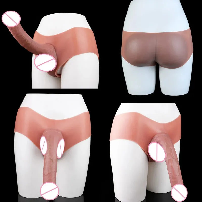 Mandlige Strap-On Long Hollow Dildo Ultra Realistic Penis Extend Sleeve Bukser насадка на член Mandlige Cock Cover Sexlegetøj — image 5