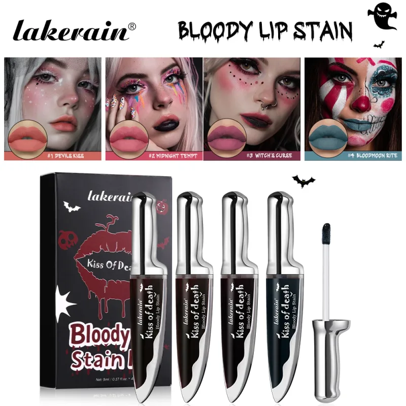 Halloween Horror Makeup Set High Saturated Color Long-Lasting Easy Off Safe Formula Fake Blood Lip Stain for Halloween Cosplay — image 3