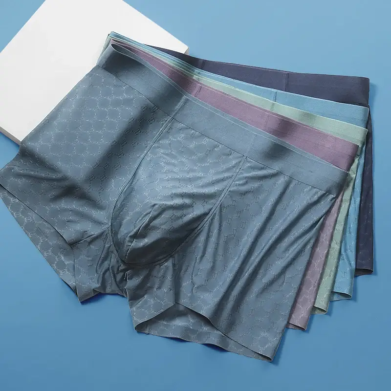 Ice Silk Underwear Men's Boxer Briefs Summer Thin Breathable Boxer Briefs Seamless Boxer Briefs Boys Shorts