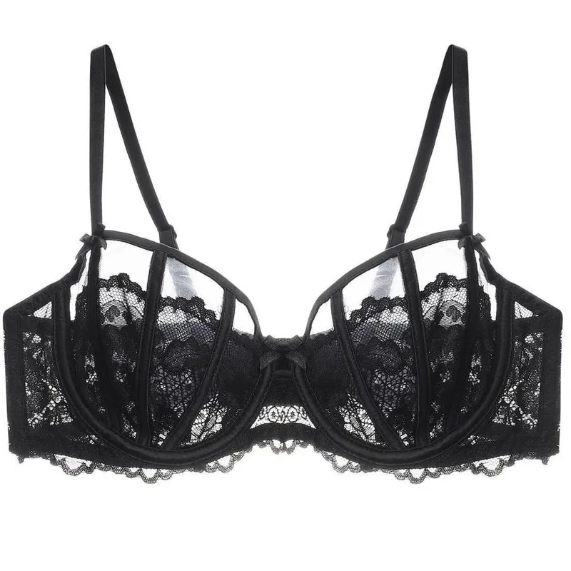 Beautiful Embroidered Floral Lingerie Set With Lined Comfortable Bra And Underwear Wired Bra And Panties For Outerwear Daily