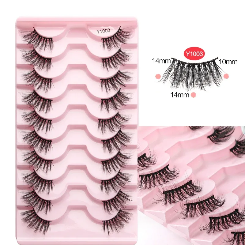 Half Eye Lashes Cat Eye Lashes 3/5/10 Pairs False Eyelashes Fluffy Soft Natural Look Clear Band 3D Mink Lashes Extension Makeup