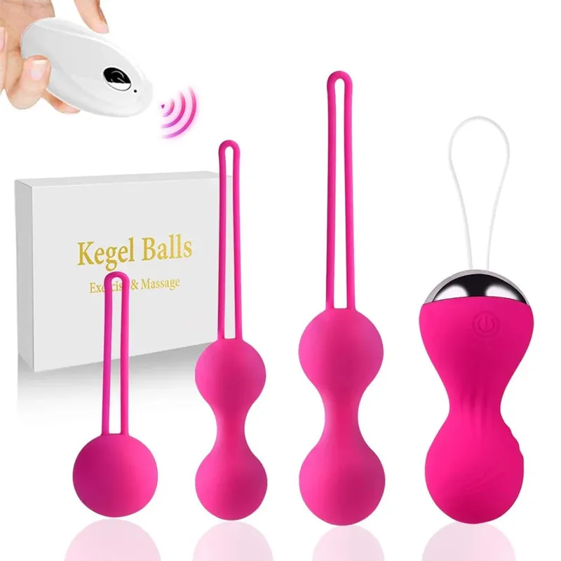 3/4pcs Kegel Vagina Balls Vibrator Wireless Remote Silicone Dumbbell Shrink Exercise Vibrating Eggs Sex Toys For Women Massager
