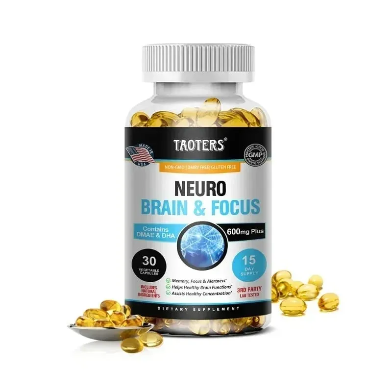 Suplemento cerebral Memory Focus Clarity Energy - Estimulador cerebral nootrópico DMAE Vitaminas A C D E B1 B2 B3 B5 B6 Cápsulas