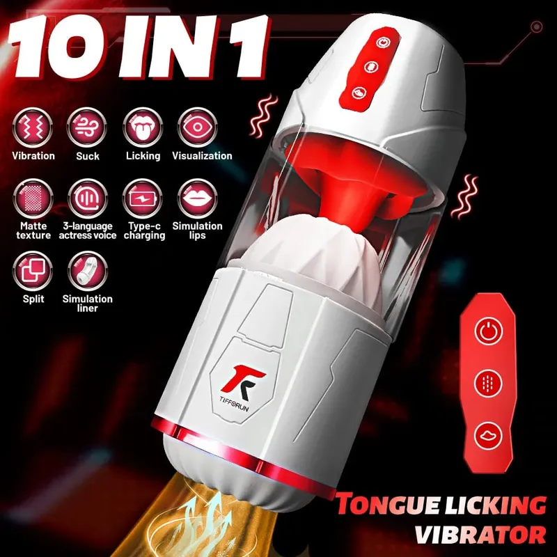 Masturbatori maschili automatici: con 10 modalità di suzione, leccata di lingua e vibrazione, pompino, tazza di masturbazione, giocattoli sessuali per uomini, coupé — image 2