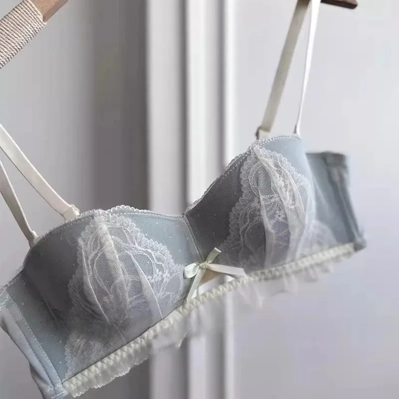 Viktorianisch inspiriertes Demi-BH- und Knicker-Set | Transparenter Push-up-BH aus Mesh-Spitze für kleine Brüste, Anti-Durchhängen | Luxus-Dessous MOYISU Höschen — image 5