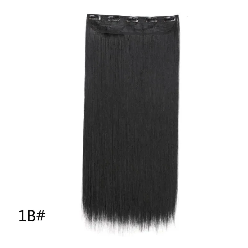 Synthetic 5-Clip One Piece Invisible Hair Extensions Long Straight 24Inch Heat Resistant Hairpiece for Women — image 11
