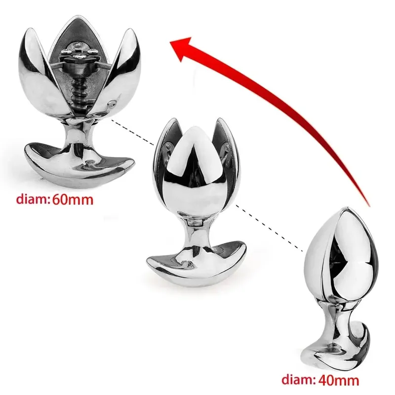 Stainless Steel Chastity Device Locking Anal Anchor Adjustable Butt Plugs Metal Anal Sex Toys for Women and Men Adult But Plug — image 3