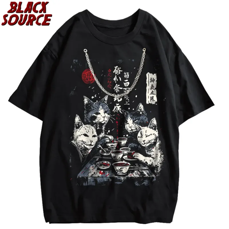T0220 Cute Ramen Japanese Cat Hoodie, Unisex Cartoon Graphic Pullover Sweatshirt, Casual Streetwear Loose Fit Daily Wear — image 4
