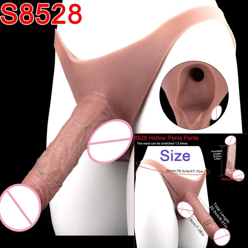 Mandlige Strap-On Long Hollow Dildo Ultra Realistic Penis Extend Sleeve Bukser насадка на член Mandlige Cock Cover Sexlegetøj — image 18