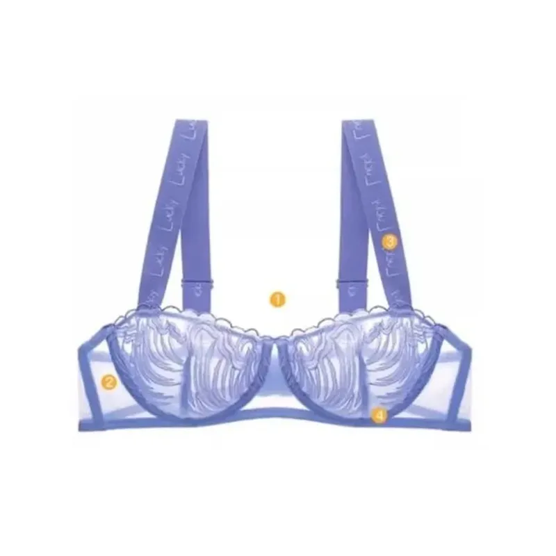French Lace Minimizer Bra Set - Half Cup Wire-Free Support Sheer Full Bust Bralette with Crisscross Back & Lace-In Cups — image 6