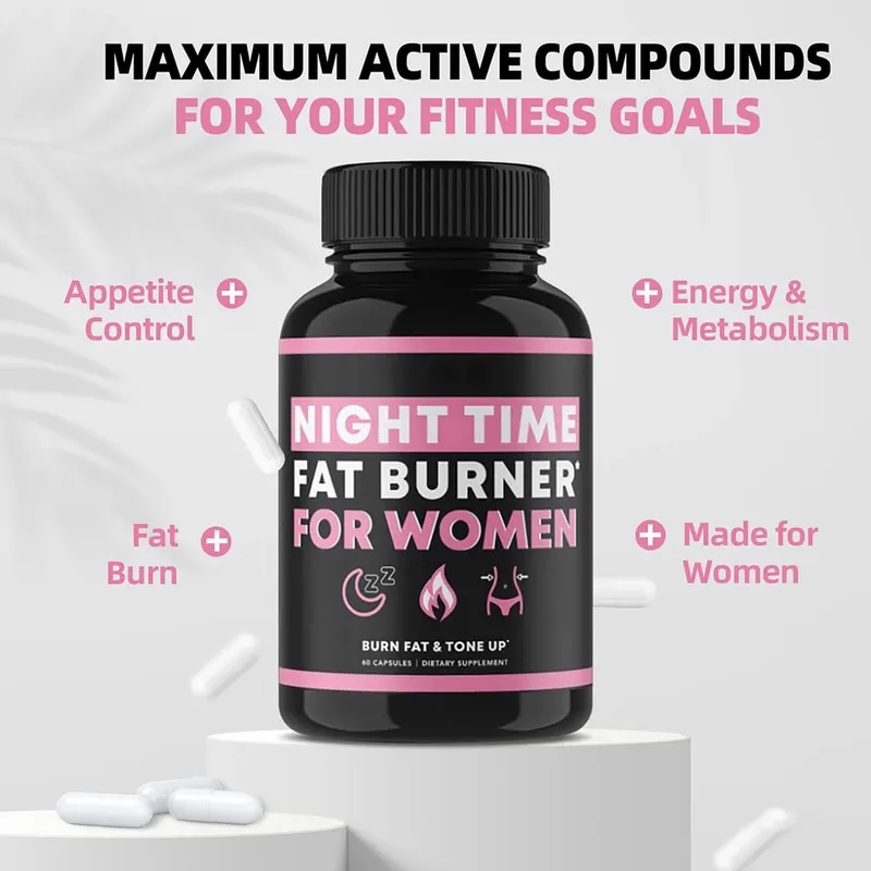 Night Time Fat Burner Supplement for Women Belly Fat Burner & Tone Up Pills for Bloating & Metabolism Appetite Suppressant — image 6