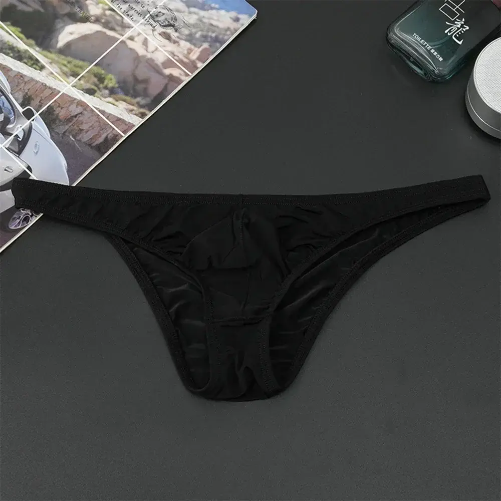 Men's Sexy Breifs Confortable Ice Silk Briefs Ultra-thin Transparent Breathable Underwear Low Waist Underpants Fashion Briefs — image 5