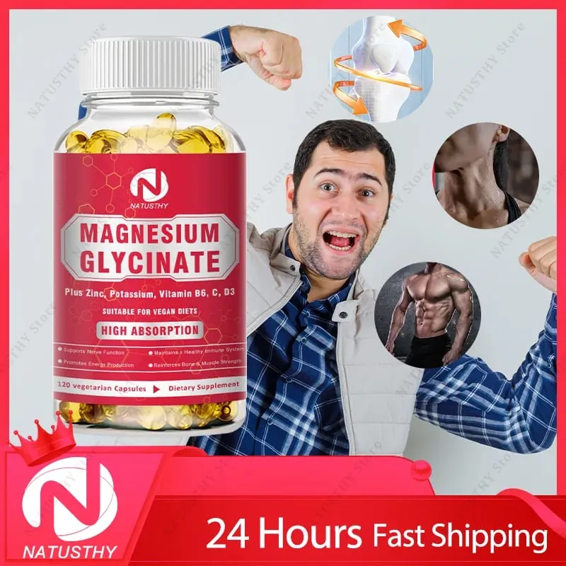 Magnesium Glycinate 500mg Potassium with Zinc For muscles - Nerves - Bones - Heart Health - Leg Cramps - Immune System
