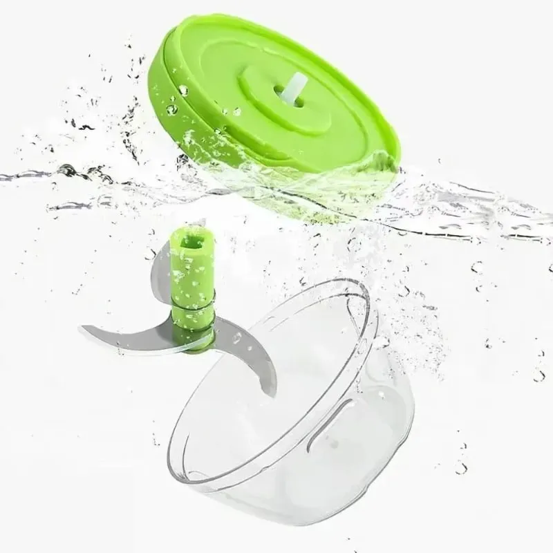 Food Shredder Processor Mini Manual Rope Garlic Cutter Meat Mincer Vegetable Onion Cutter Garlic Masher Kitchen Tools Portable — image 7