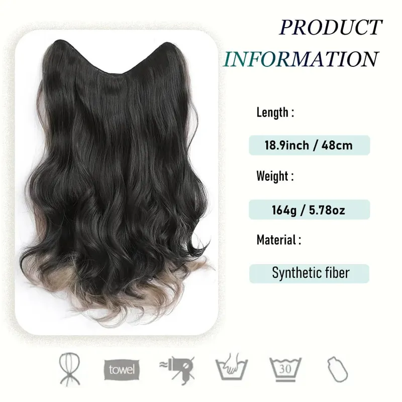 Synthetic 5 Clip 50cm Colored Hair Extensions Water Wave Wig Pink Wig Gray Wig Clip on Hair Extensions Christmas